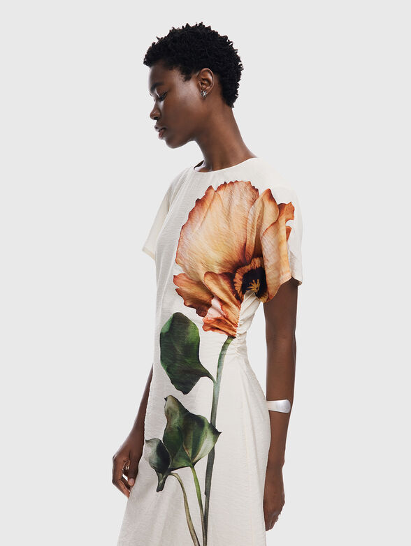 Short-sleeved midi dress with floral print - 6