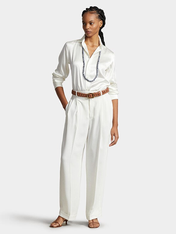 Silk shirt in ecru color brand POLO RALPH LAUREN — Globalbrandsstore.com/en