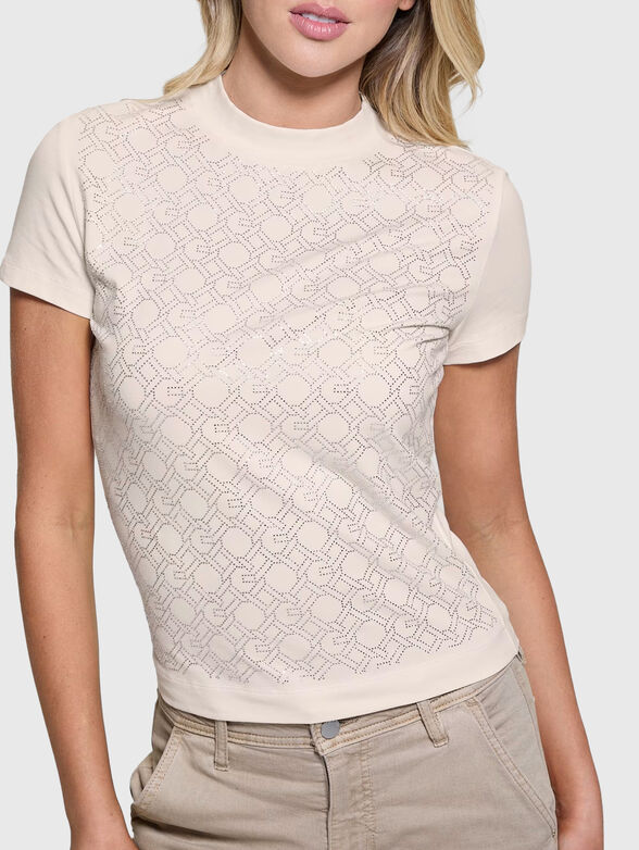 Cotton T-shirt with 4G logo rhinestones - 4