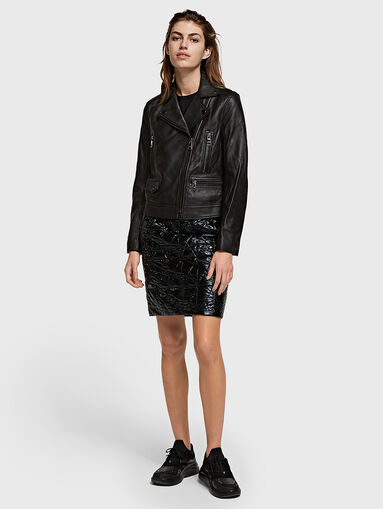 Leather biker jacket with rhinestones - 5
