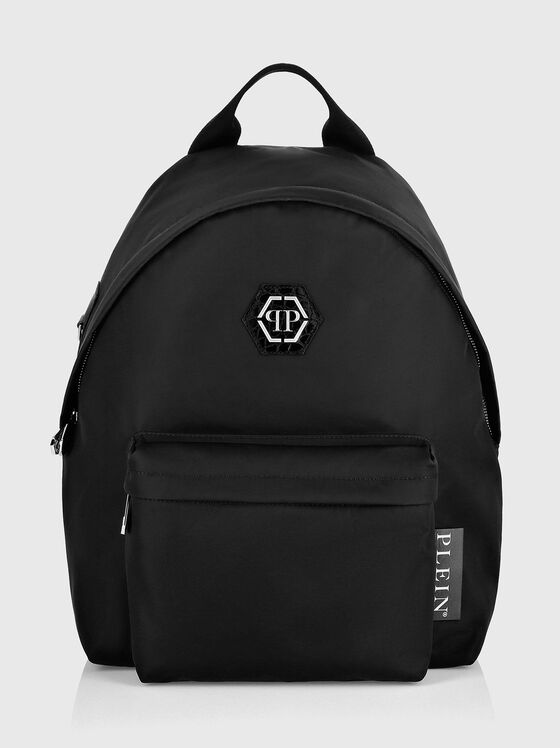 Black backpack with contrasting logo accents - 1