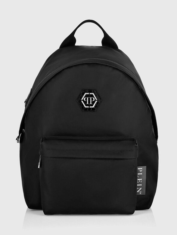 Black backpack with contrasting logo accents - 1