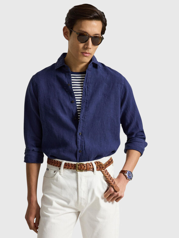 Blue lienen shirt - 1