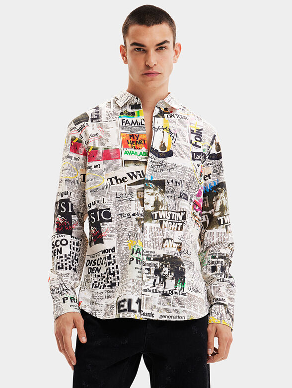 Cotton shirt with accent print - 1