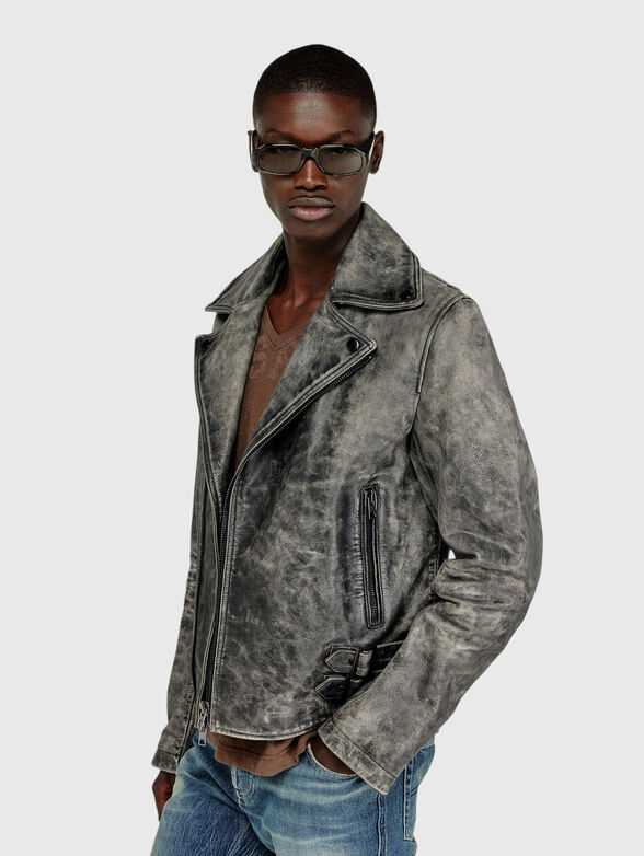 Leather biker jacket - 4