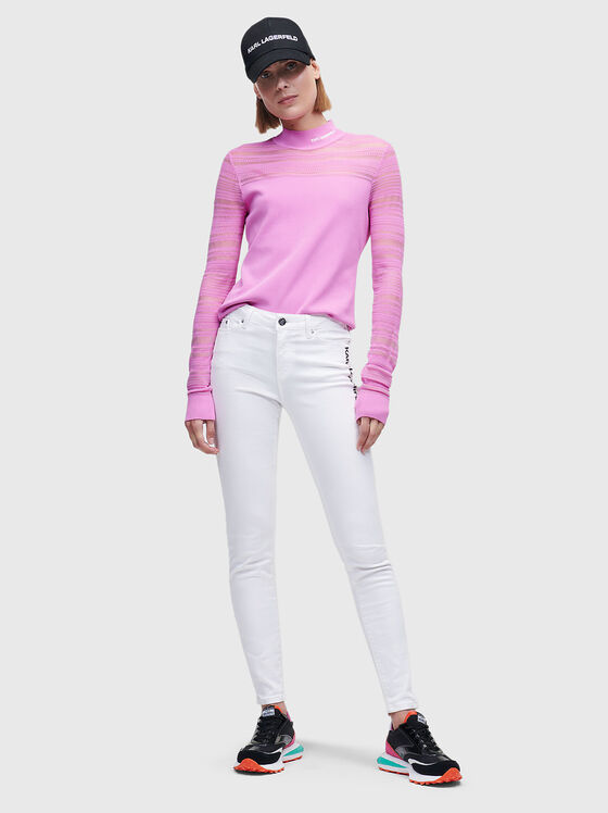 White jeans with contrast logo - 1