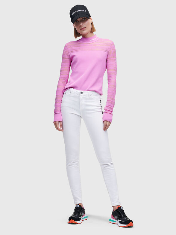White jeans with contrast logo - 1