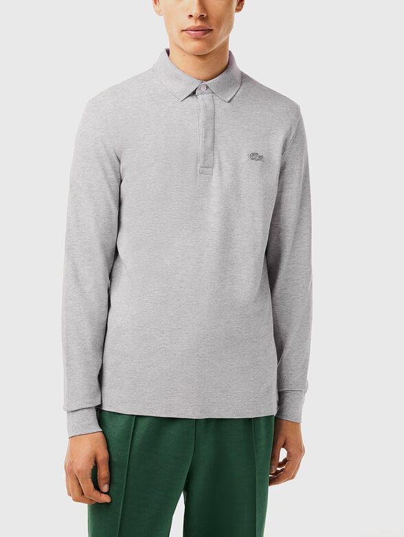 Black polo-shirt with long sleeves - 1