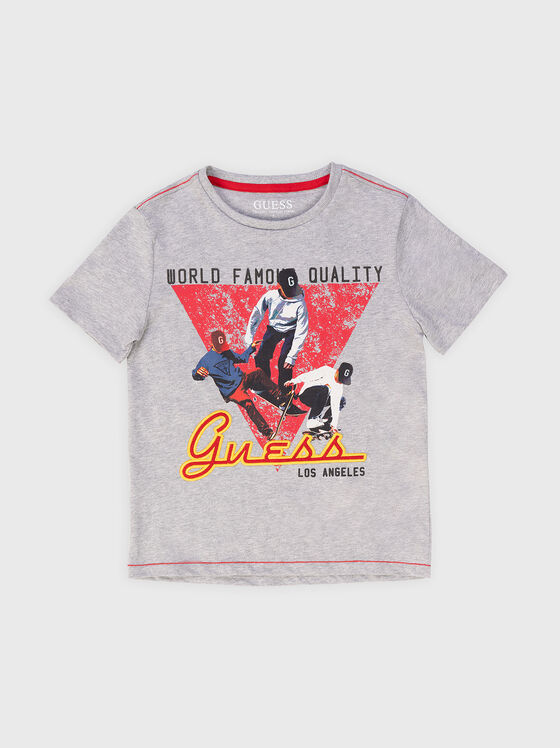 Grey T-shirt with contrasting print - 1