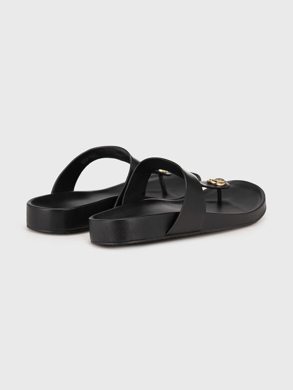 LUCINDA leather slippers with logo detail - 3