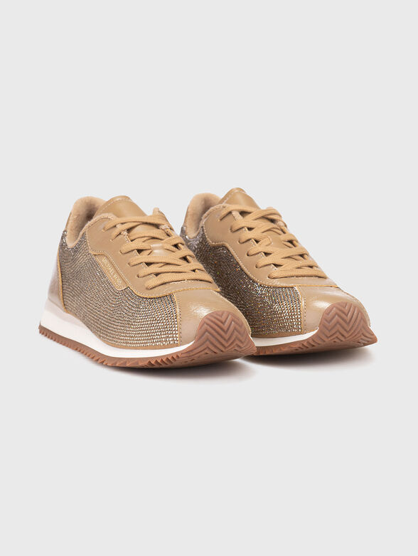 Leather sports shoes with rhinestones - 2