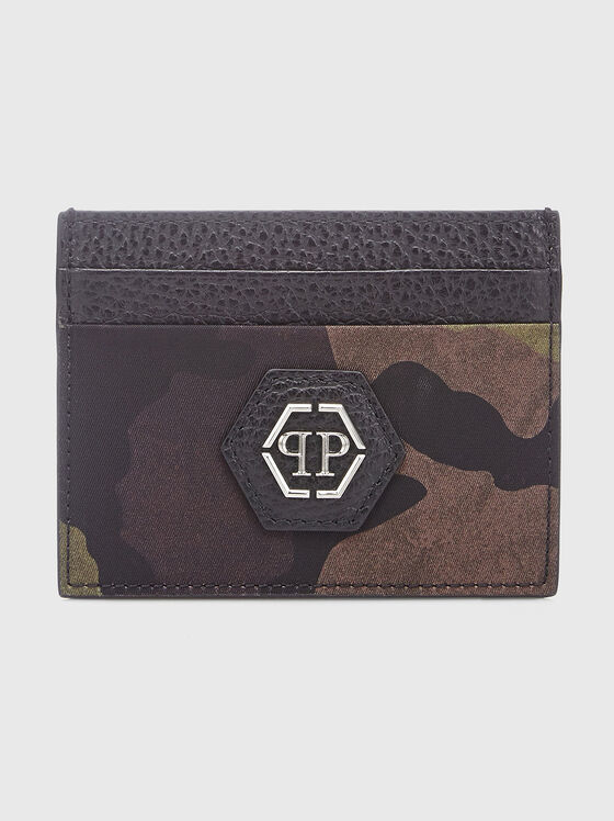 Cardholder with camouflage print and logo patch - 1