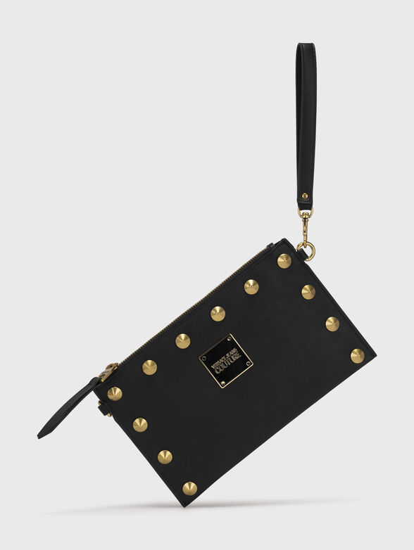 Black clutch with studs and golden logo - 5