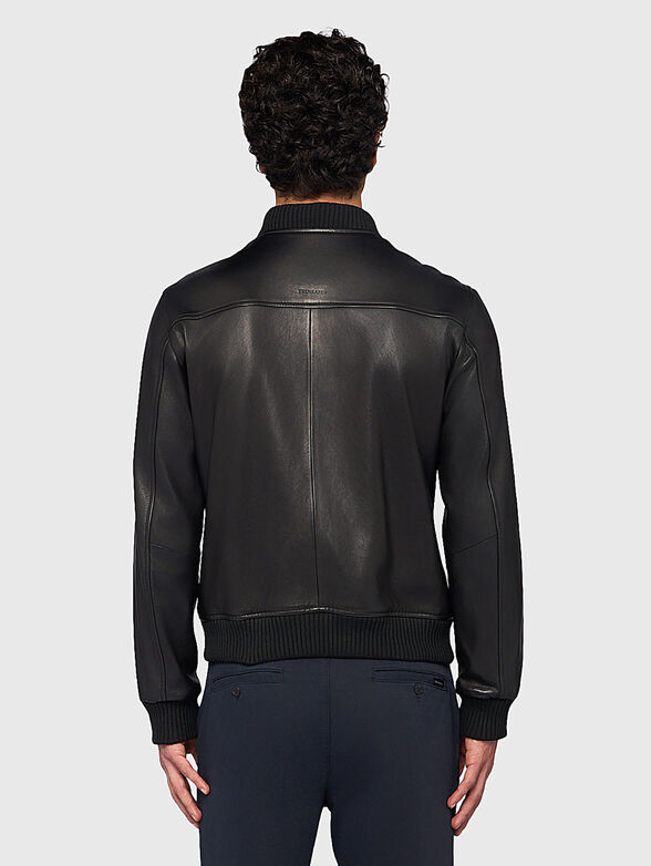Leather jacket with elastic cuffs - 3