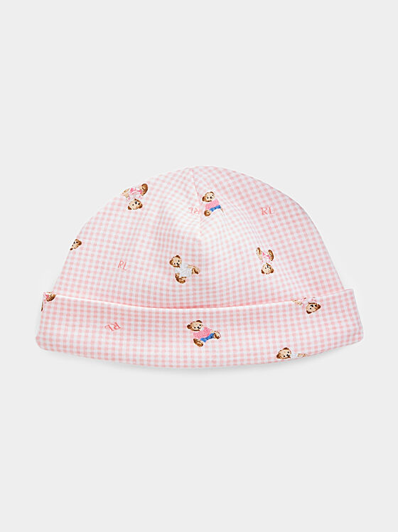 Розова шапка с Polo Bear лого принт - 1