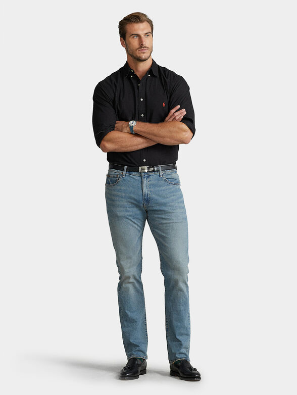 Cotton Oxford shirt in black color - 2