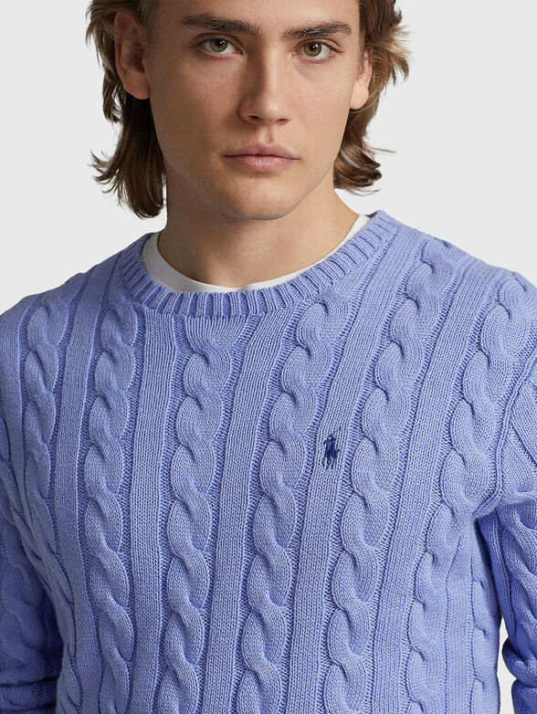 Cotton sweater in blue  - 4