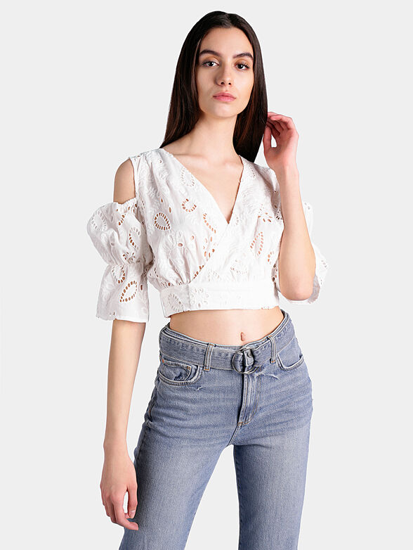 Blouse with anglaise broderie - 1