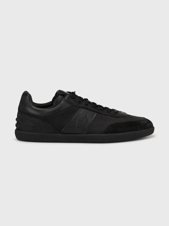 Черни спортни обувки с велурени детайли - 1