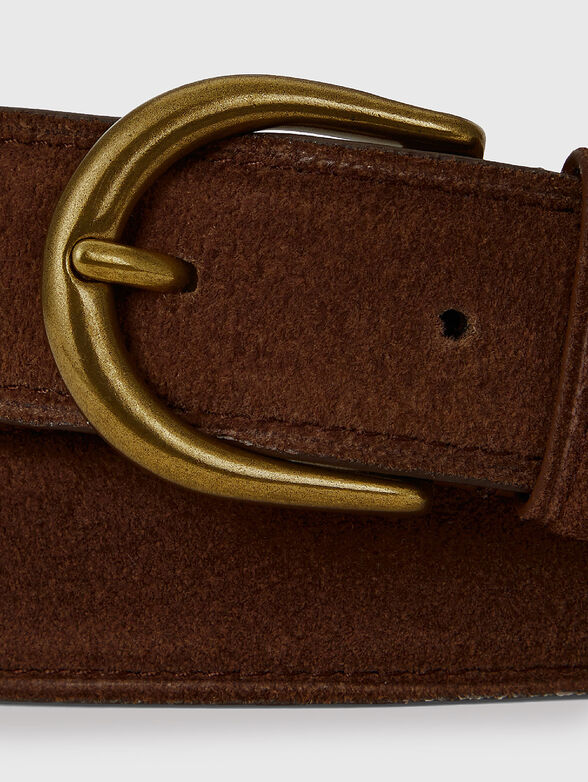 Suede belt with gold buckle - 2