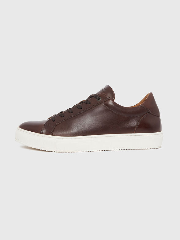 Brown leather sports shoes - 1