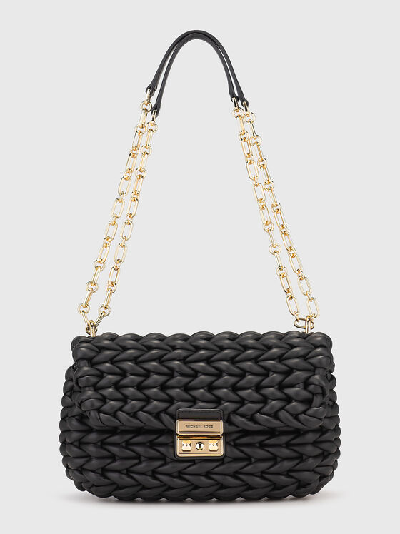 Кожена чанта с преплетена текстура - 1