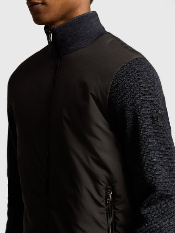 Cardigan with knitted sleeves and zip - 4