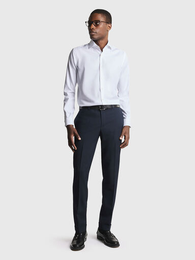 Navy blue slim wool trousers - 5