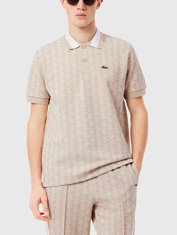 Polo shirt with accent collar in green - 1