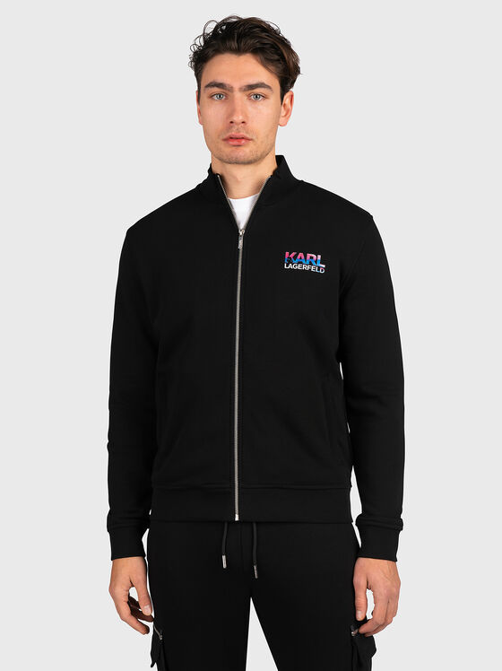 Black sweatshirt with logo accent - 1