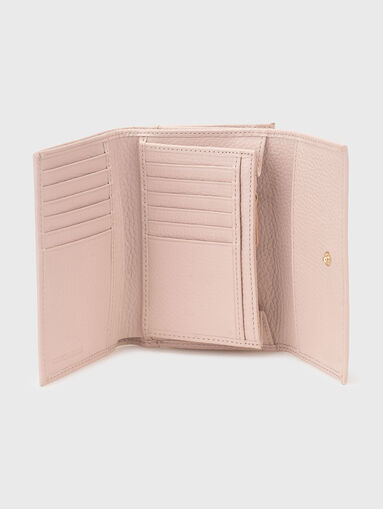 Leather wallet in beige - 4