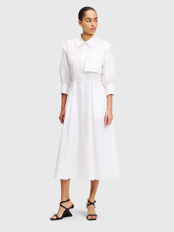 Cotton midi dress with puff sleeves - 1
