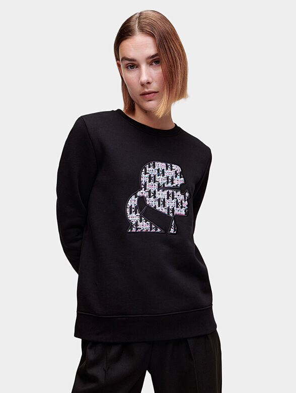 Black bouclé logo sweatshirt - 1