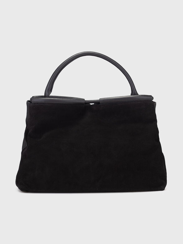 Leather and suede bag with logo - 3