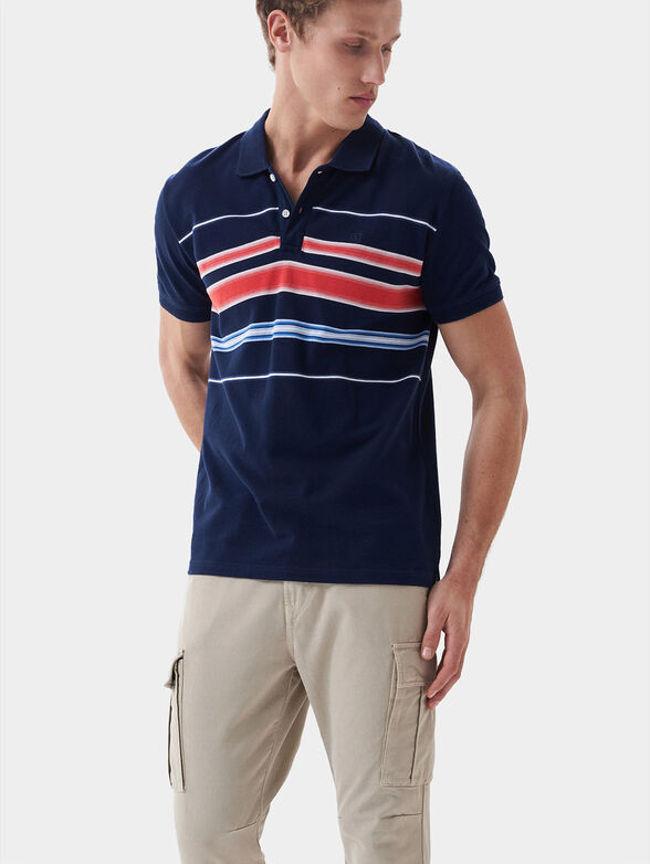 Cotton polo shirt with striped print - 4