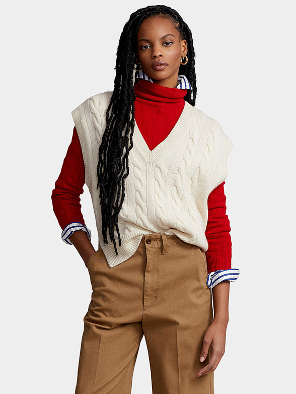 Sleeveless V-neck sweater - 1