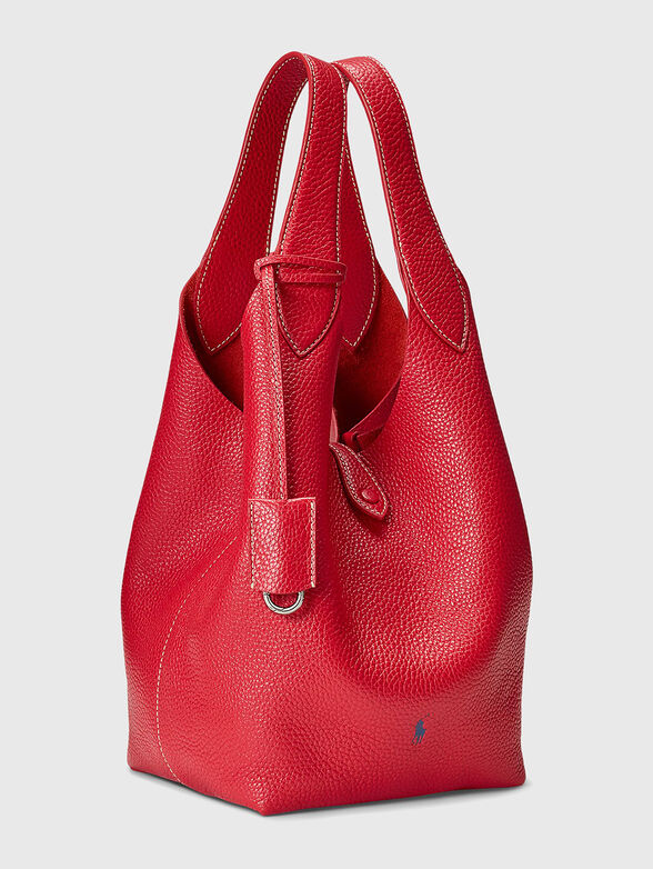 Red leather tote bag with logo brand POLO RALPH LAUREN ...