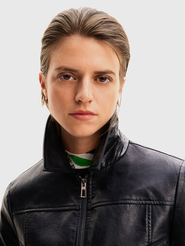 Black biker jacket in eco leather  - 5