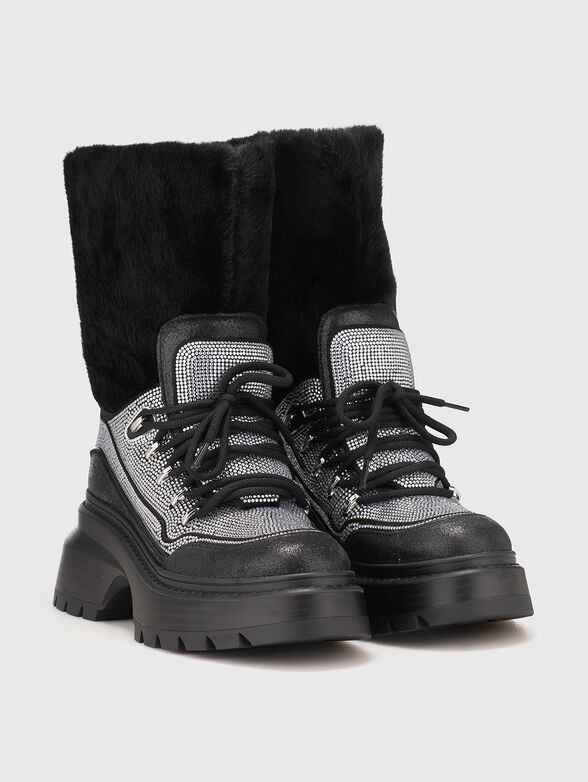 Boots with rhinestones and soft texture - 2