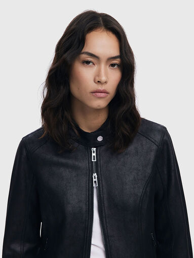 Eco leather jacket in black - 5