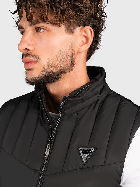 Padded vest with removable hood in black - 6
