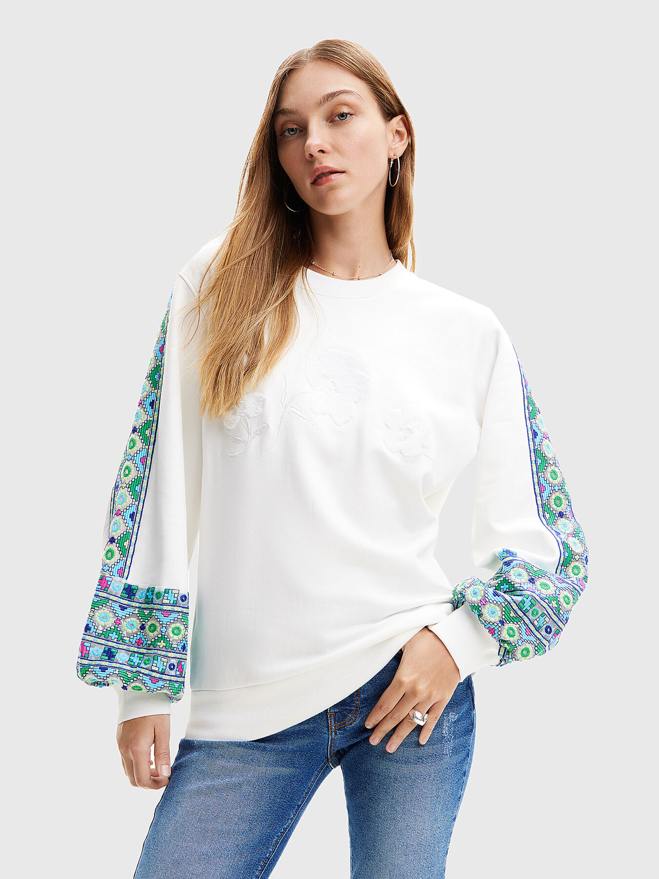 Sweatshirt with embroidery brand DESIGUAL