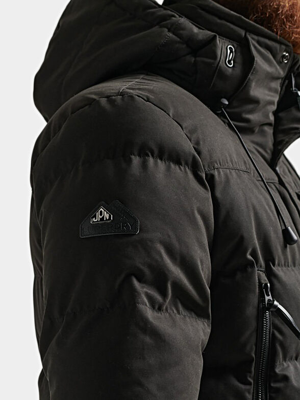 Black padded jacket with hood - 4