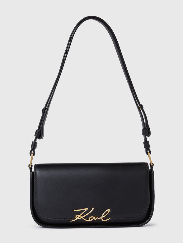 K/SIGNATURE CB black leather bag with gold logo - 1