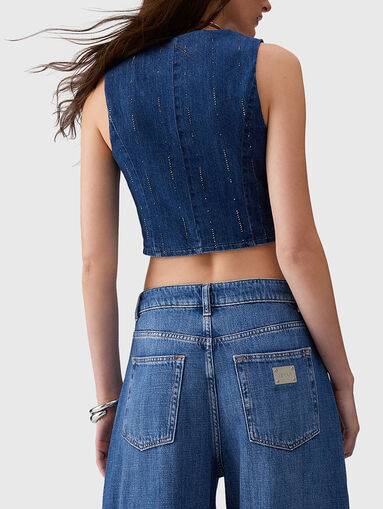 Denim vest with appliqu&eacute; crystals - 3