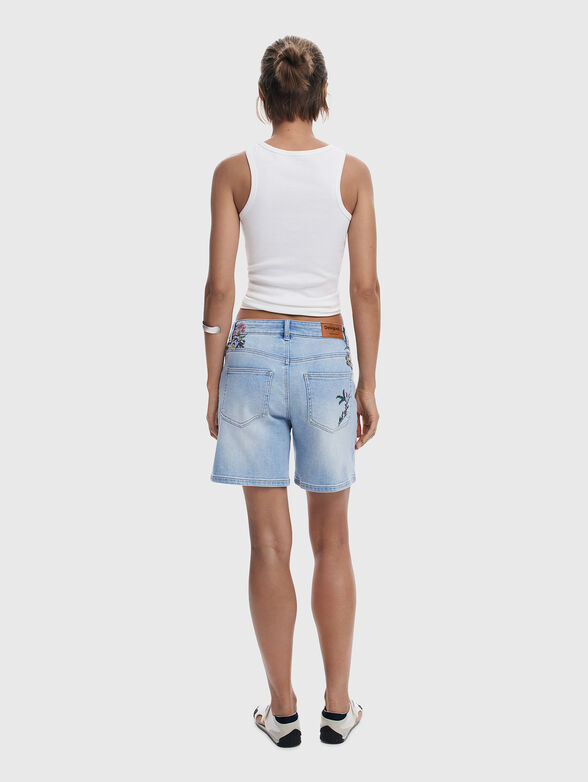 Short denim with floral embroidery - 1