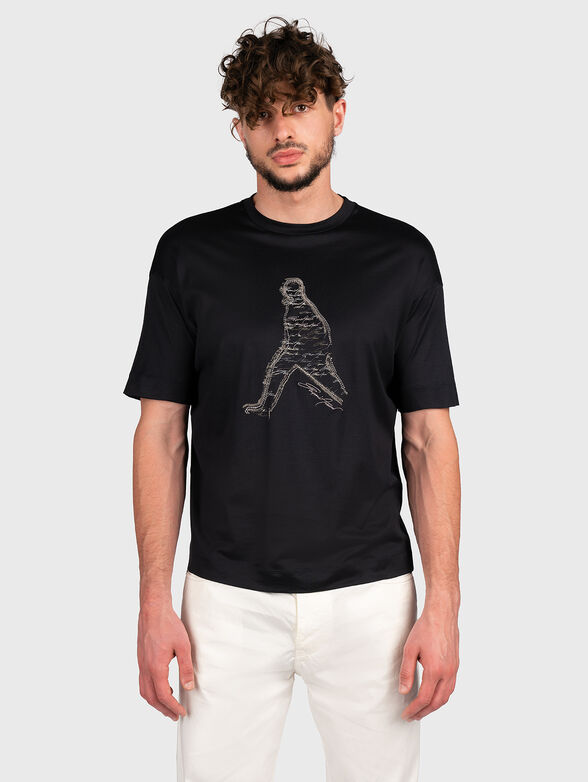 Dark blue T-shirt with art detail - 1