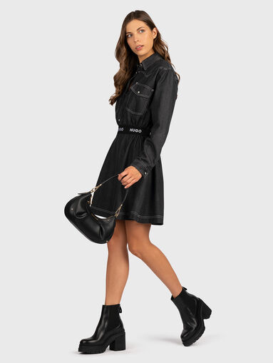 Denim dress with logo waistband - 5