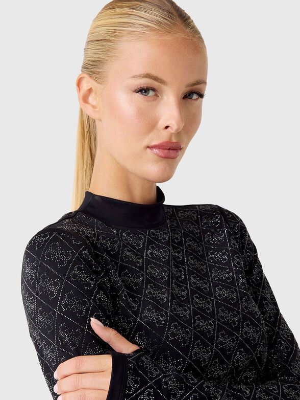 DEBBY rhinestone logo crop top - 4