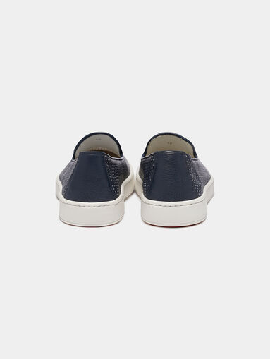 Blue leather slip-on shoes - 4